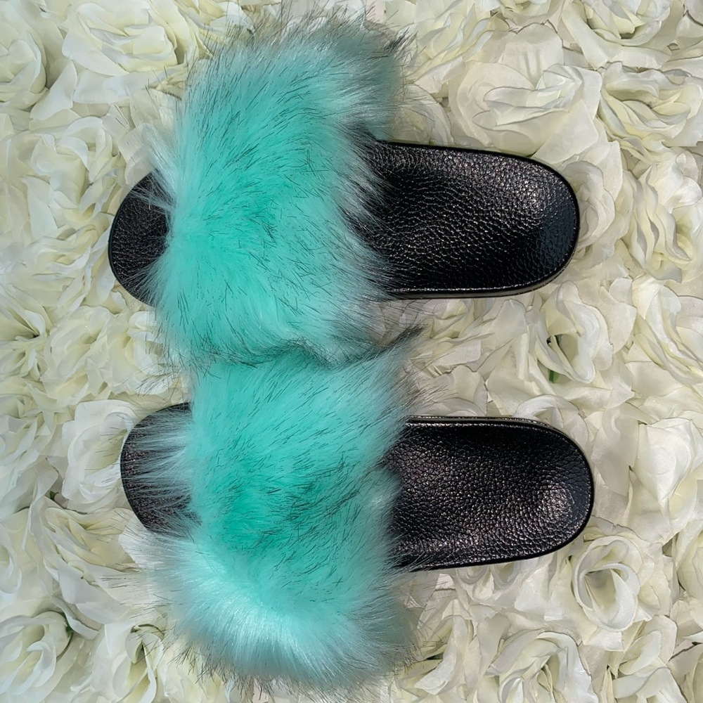 Tiffany Blue Faux Slides